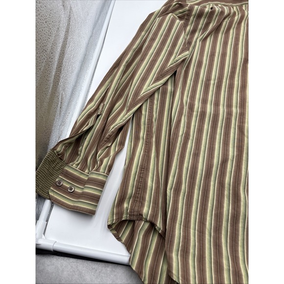 Banana Republic Men's Long Sleeve Button Up Shirt Size Large Brown Stripes - Picture 9 of 12